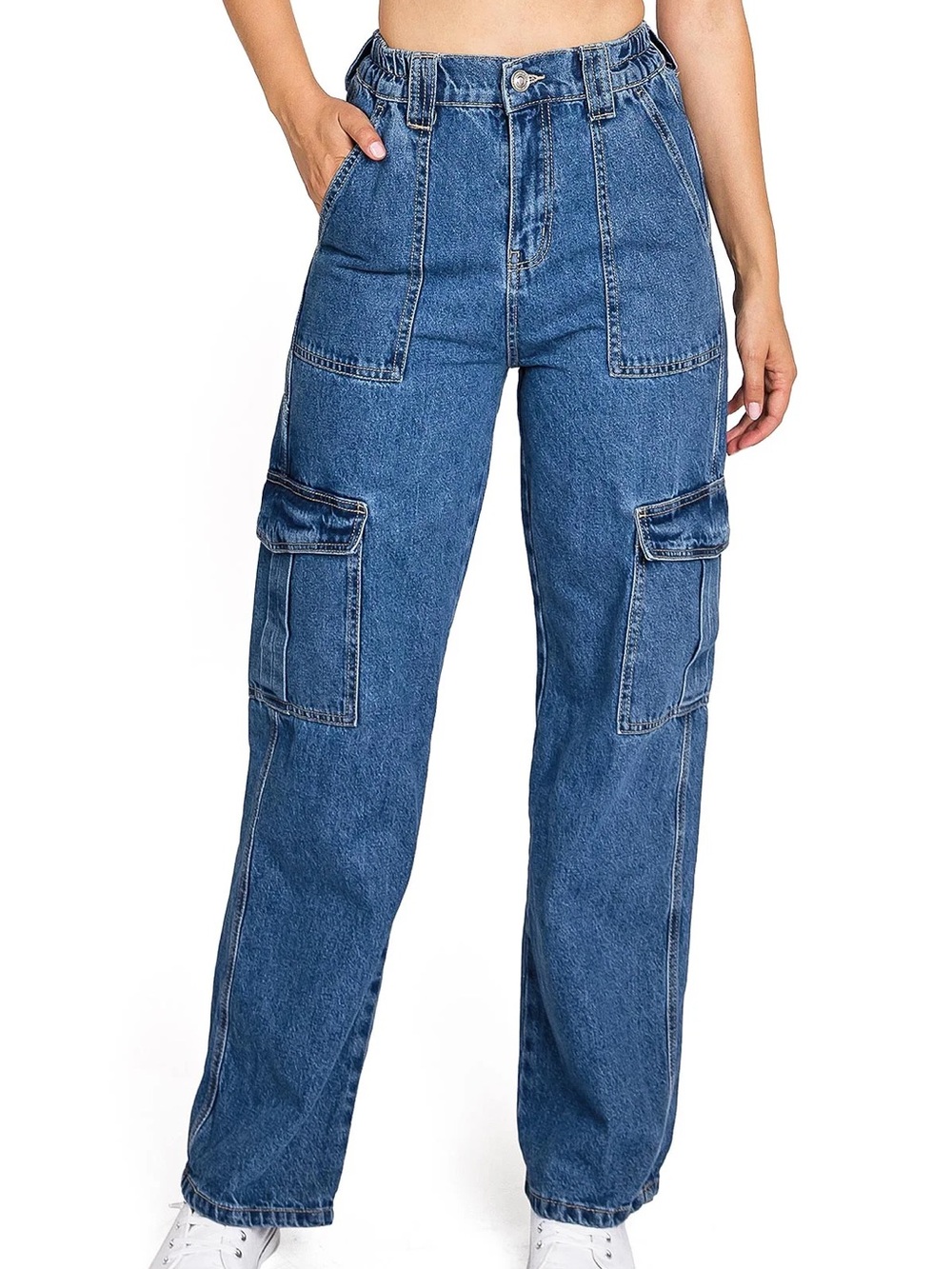 Wax Jean High Waist Cargo Jeans